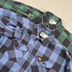 Big Bill Shirts Mens XL Lot 2 Buffalo Plaid Flannel Long Sleeve Button Down USA